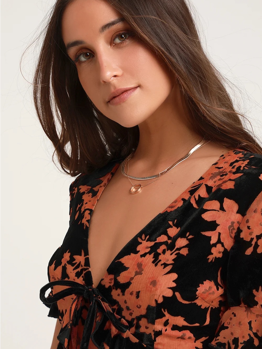Lulus A Touch of Magic Black Floral Print Velvet Mini Dress Size Small - Picture 4 of 16